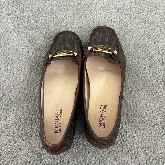 Michael Kors Brown Logo Loafers with Gold Charm - Picture 6 of 6